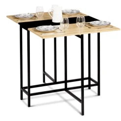 Table pliante industrielle bois et métal noir 2-4 personnes