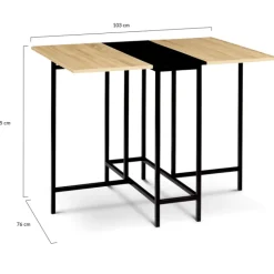 Table pliante industrielle bois et métal noir 2-4 personnes