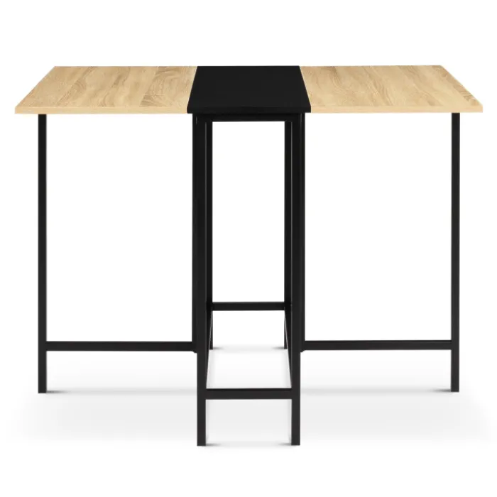 Table pliante industrielle bois et métal noir 2-4 personnes