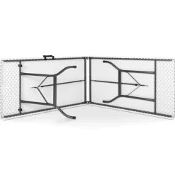 Table pliante portable blanche 1m80 et 2 bancs pliables
