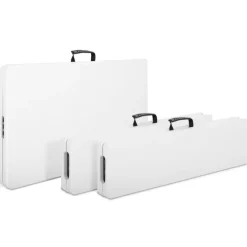 Table pliante portable blanche 1m80 et 2 bancs pliables