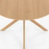 Table ronde 110 cm pour 6 personnes bois effet hêtre avec pied araignée