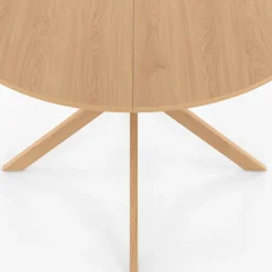 Table ronde 110 cm pour 6 personnes bois effet hêtre avec pied araignée