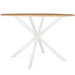 Table ronde bois et blanche 6 personnes industrielle