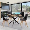 Table ronde noir et bois 4-6 personnes 110cm pied araignée