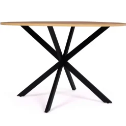 Table ronde noir et bois 4-6 personnes 110cm pied araignée
