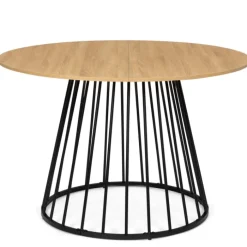 Table ronde pied filaire bois et noir 6 personnes