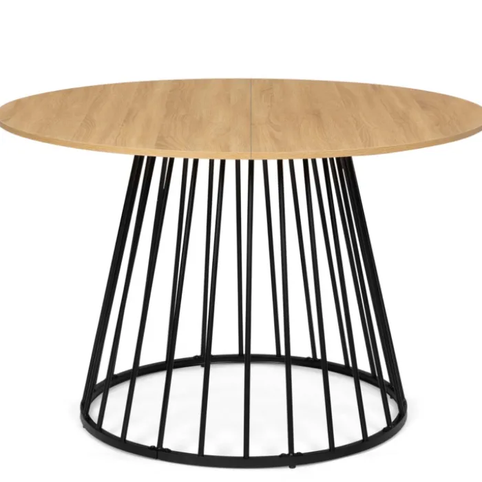 Table ronde pied filaire bois et noir 6 personnes