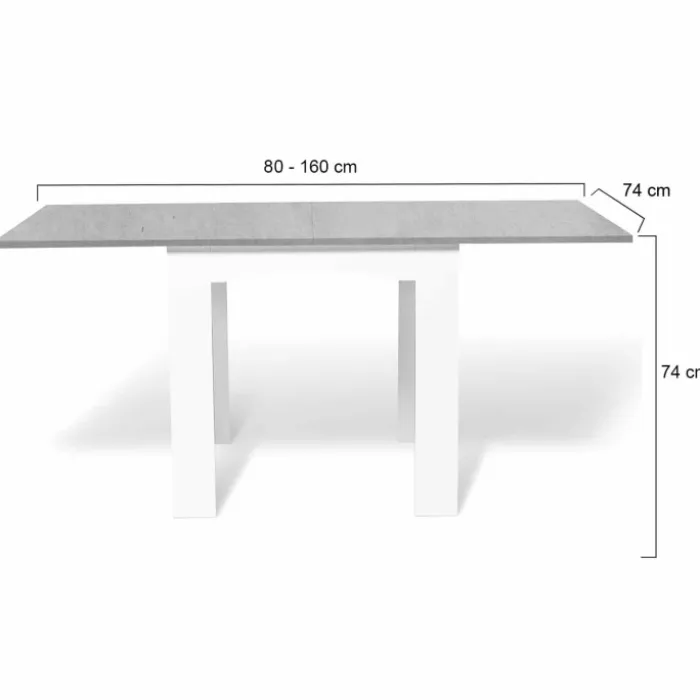 Table salle à manger extensible façon béton ciré