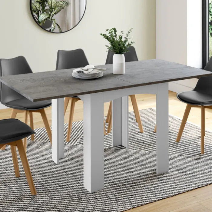Table salle à manger extensible façon béton ciré