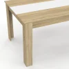 Table salle à manger moderne 160 cm imitation hêtre et blanc