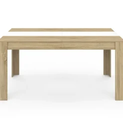Table salle à manger moderne 160 cm imitation hêtre et blanc