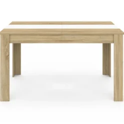 Table salle à manger moderne imitation hêtre et blanc