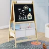 Tableau enfant 3 en 1 chevalet double face avec rouleau de papier et 2 paniers de rangement