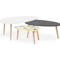 Tables basses de salon gigognes scandinaves ovales