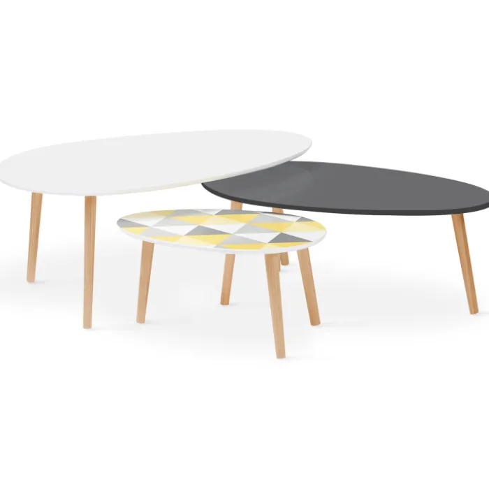Tables basses de salon gigognes scandinaves ovales