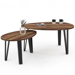 Tables basses gigognes bois et pied noir