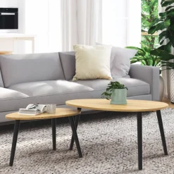 Tables basses gigognes scandinaves bois et noir - lot de 2