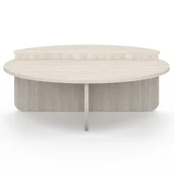 Tables basses rondes asymétriques effet travertin