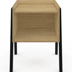 Tables de chevet 1 niche bois et pieds métal noir - lot de 2