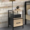 Tables de chevet avec 1 tiroir en tissu et 1 niche : lot de 2