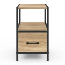 Tables de chevet avec 1 tiroir en tissu et 1 niche : lot de 2