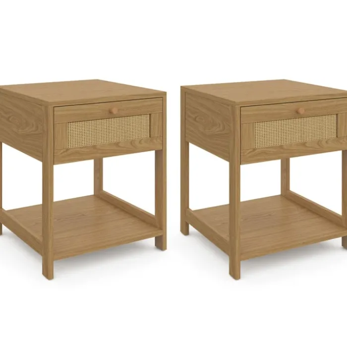 Tables de chevet vintage imitation cannage