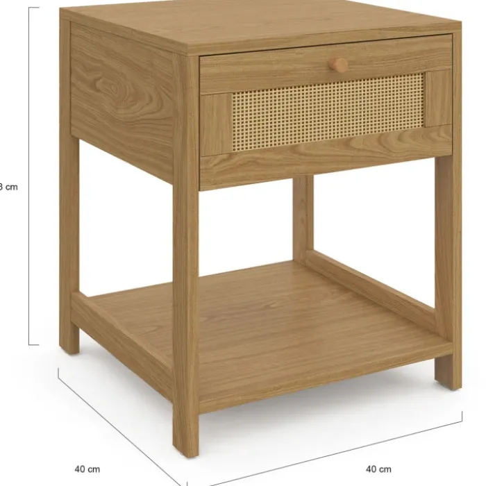 Tables de chevet vintage imitation cannage