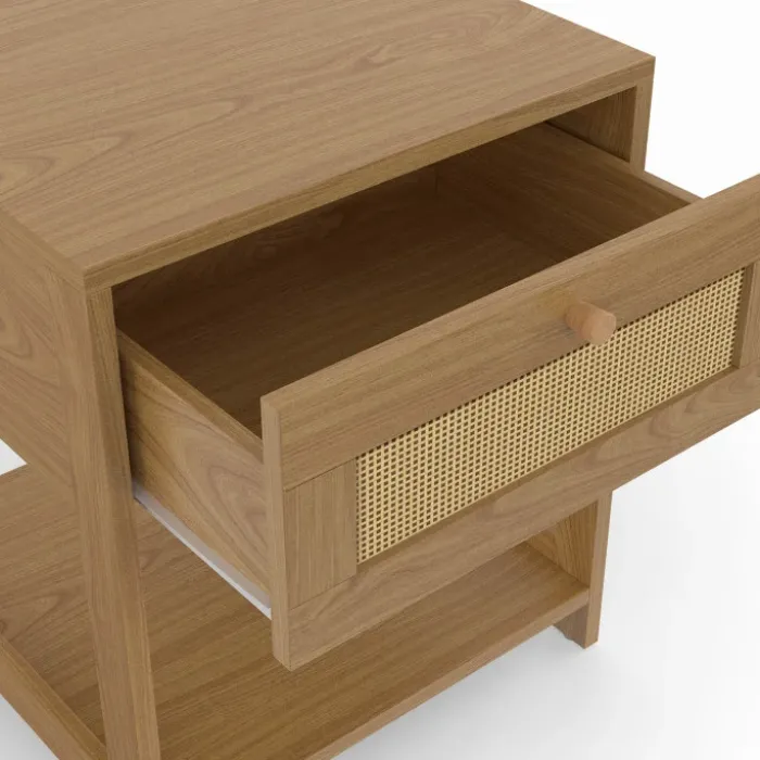 Tables de chevet vintage imitation cannage