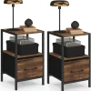 Tables de nuit effet bois vieilli