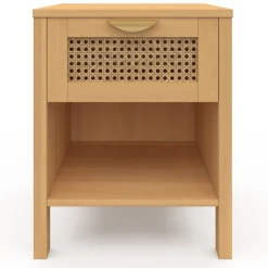 Tables de nuit en bois clair avec un tiroir et une niche