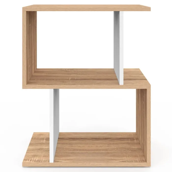 Tables de nuit en forme de S effet hêtre et blanc