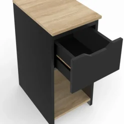 Tables de nuit noir et bois avec 1 tiroir