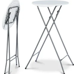 Tables hautes pliantes d’extérieur + housses blanches