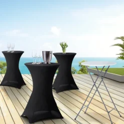 Tables mange-debout pliantes avec housse noire