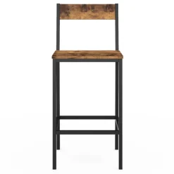 Tabourets de bar avec dossier style industriel bois foncé et noir