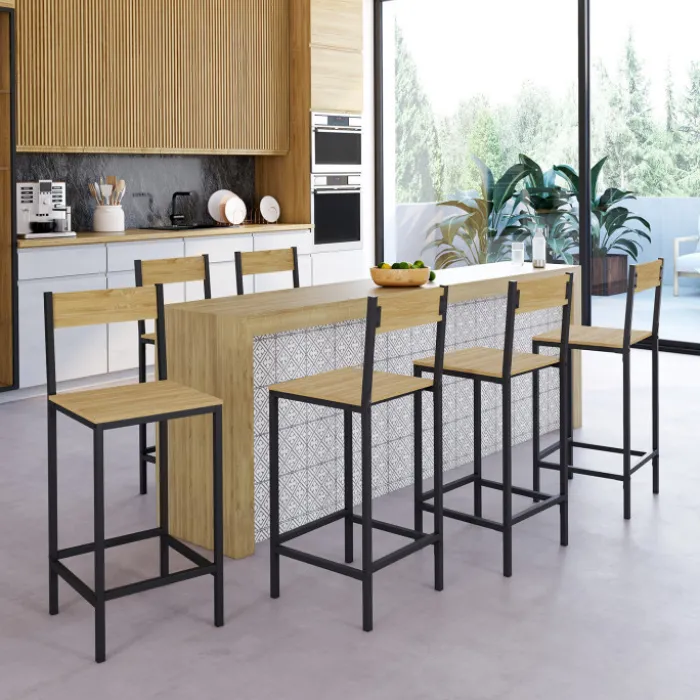 Tabourets de bar avec dossier design industriel