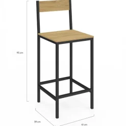 Tabourets de bar avec dossier chaise de cuisine style industriel
