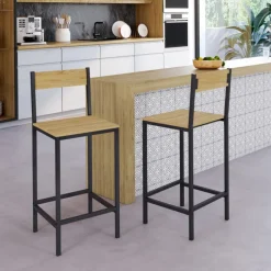 Tabourets de bar avec dossier chaise de cuisine style industriel
