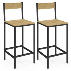 Tabourets de bar avec dossier chaise de cuisine style industriel