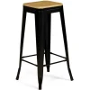 Tabourets de bar bois et métal noir empilables x4