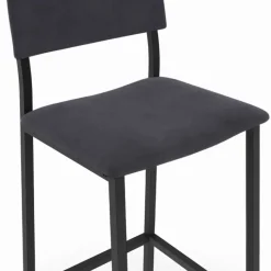 Tabourets de bar en velours et métal gris anthracite : lot de 4