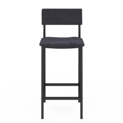 Tabourets de bar en velours et métal gris anthracite : lot de 4