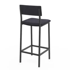 Tabourets de bar en velours et métal gris anthracite : lot de 4
