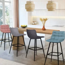 Tabourets de bar en velours multicolore