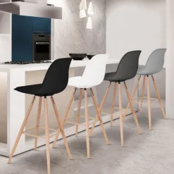 Tabourets de bar mix color gris, blanc et noir : lot de 4