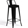 Tabourets de bar métal noir avec dossier