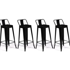 Tabourets de bar métal noir avec dossier