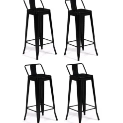 Tabourets de bar métal noir avec dossier