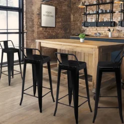 Tabourets de bar métal noir avec dossier